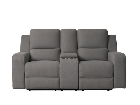Margaret Fabric Manual Reclining Loveseat - Charcoal