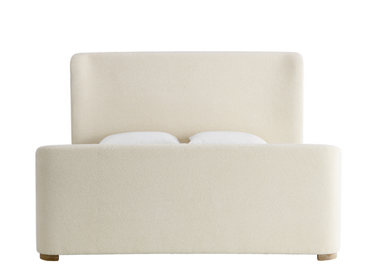Luciano Bouclé Fabric Sleigh Bed - King - Ivory