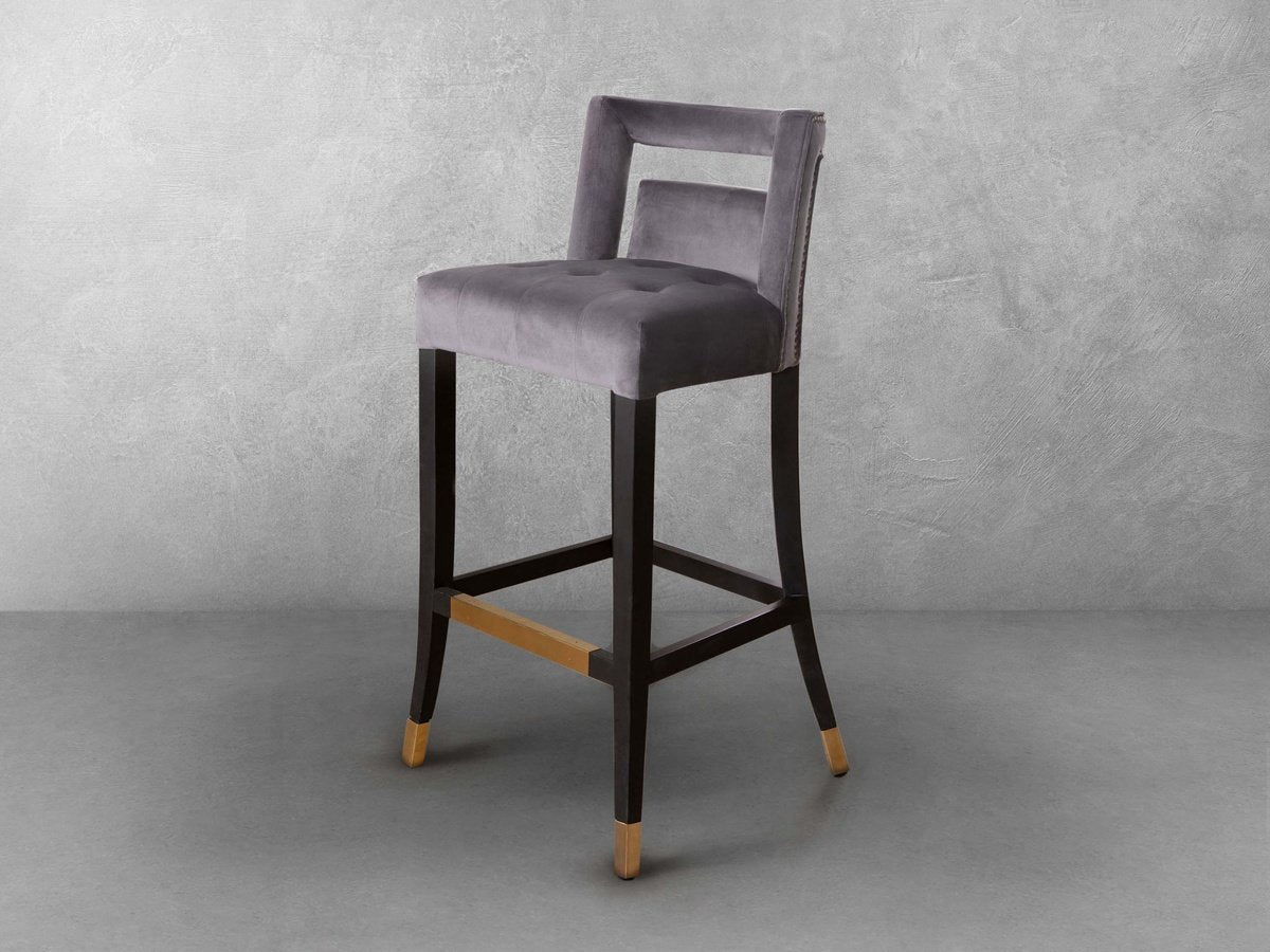 Grey velvet kitchen discount stools