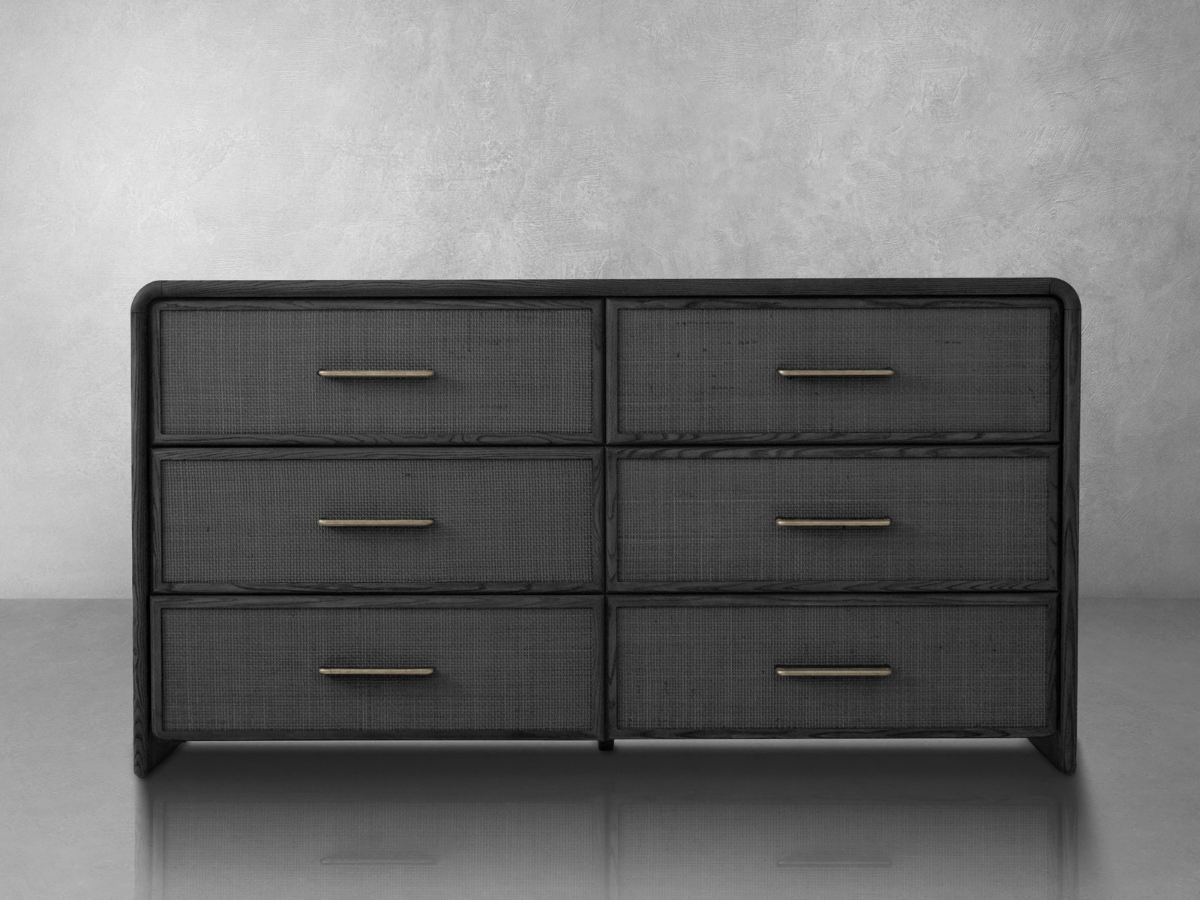 black cane dresser Keane 64" Solid Wood 6-Drawer 15.4 in Sydney 6 Drawer Dresser -