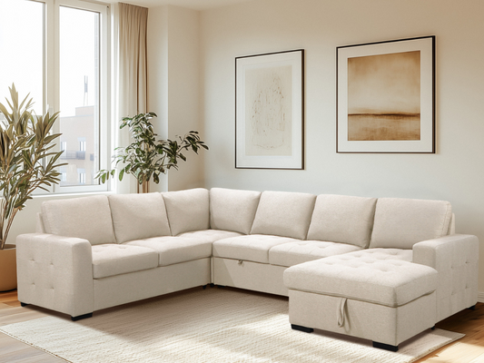 Jameson 6-pc Fabric Storage Sectional with Pullout Bed