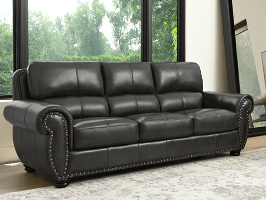Austin Leather Sofa - Dark Gray - Abbyson - Living Room