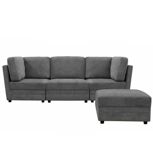 Brentwood 3-pc Fabric Modular Sectional - Dark Gray (No Ottoman) - Abbyson - Living Room