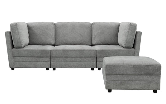 Brentwood 3-pc Fabric Modular Sectional - Gray (No Ottoman) - Abbyson - Living Room