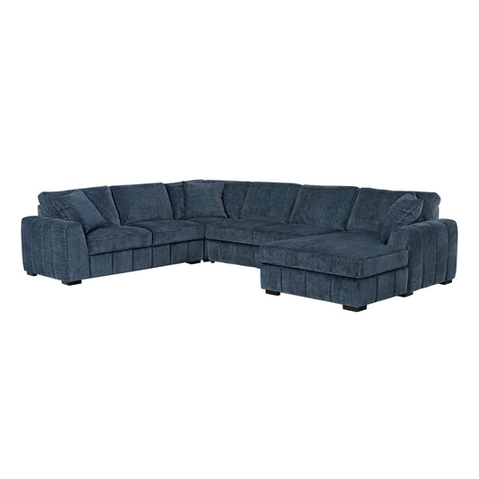 Burke Fabric Sleeper Sectional with Storage Chaise, Blue - Abbyson - Living Room