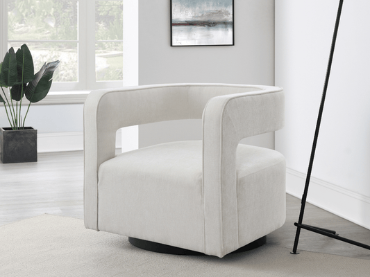Lunar Stain-Resistant Fabric Swivel Chair - Cream - Abbyson - Living Room