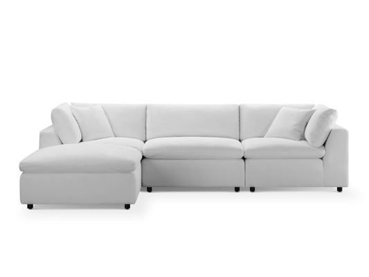 Luxe Feather and Down 4-pc Sectional Set, White - Abbyson - Living Room