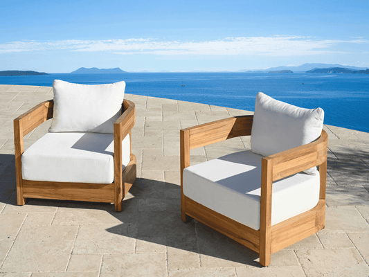 Santino® Outdoor Armchair - White Fabric with Teak Frame - Abbyson - Outdoor