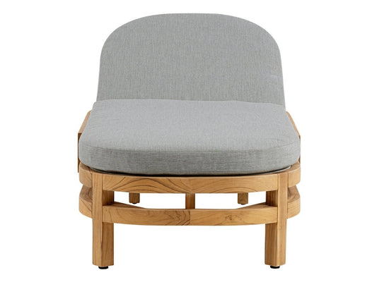 Santino® Outdoor Chaise Lounger - Gray Fabric with Teak Frame - Abbyson - Outdoor