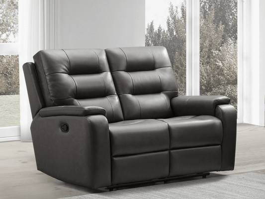 Waylen Top-Grain Leather Manual Reclining Loveseat - Gray - Abbyson - Living Room