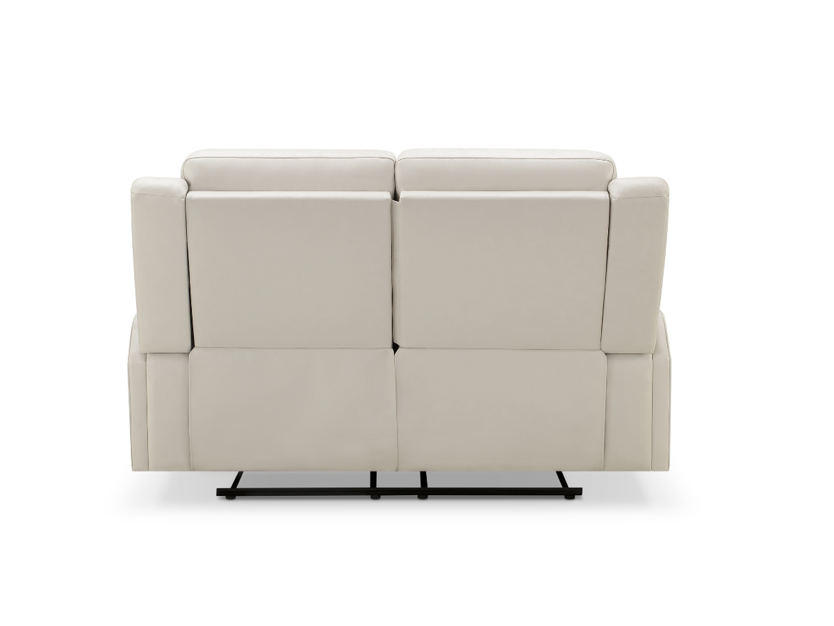Rhodes Top-Grain Leather Manual Reclining Loveseat - Ivory