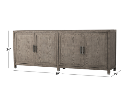 Bacara Modern Classic Wood Brushed 4 Door Sideboard 89'