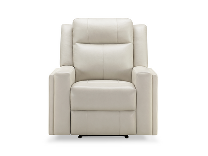 Rhodes Top-Grain Leather Manual Recliner - Ivory