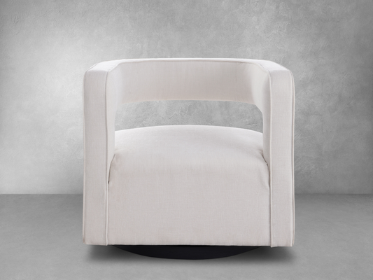 Lunar Stain-Resistant Fabric Swivel Chair - Cream