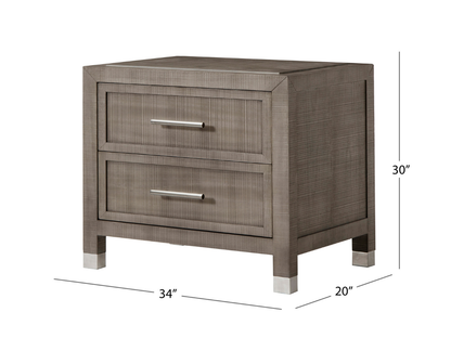 Bacara Modern Classic Wood Brushed 2 Drawer Nightstand