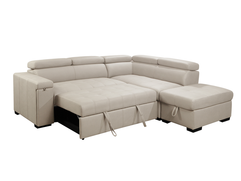 Baxton studio emile fabric right facing online storage sectional sofa with pull out bed