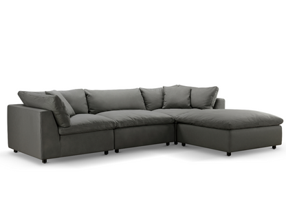 JoJo Fletcher Luxe Gray Nubuck Leather 4-pc Sectional