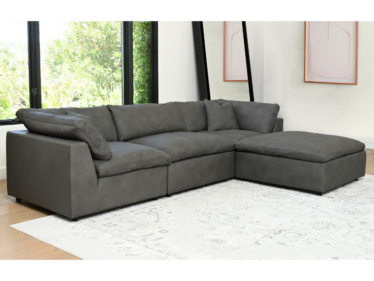 JoJo Fletcher Luxe Gray Nubuck Leather 4-pc Sectional