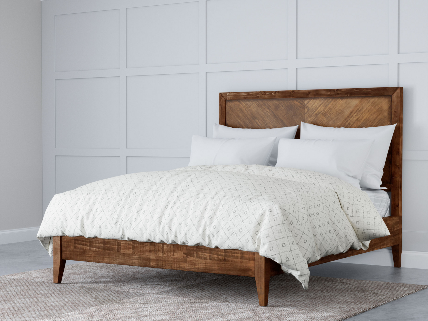 Retro Wood Platform Bed