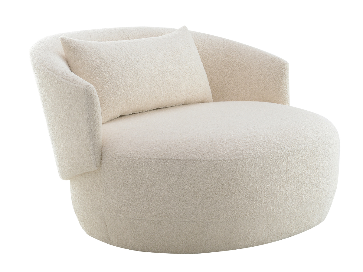 JoJo Fletcher Luciano Bouclé Fabric Oversized Swivel Chair