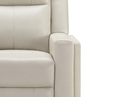 Rhodes Top-Grain Leather Manual Recliner - Ivory