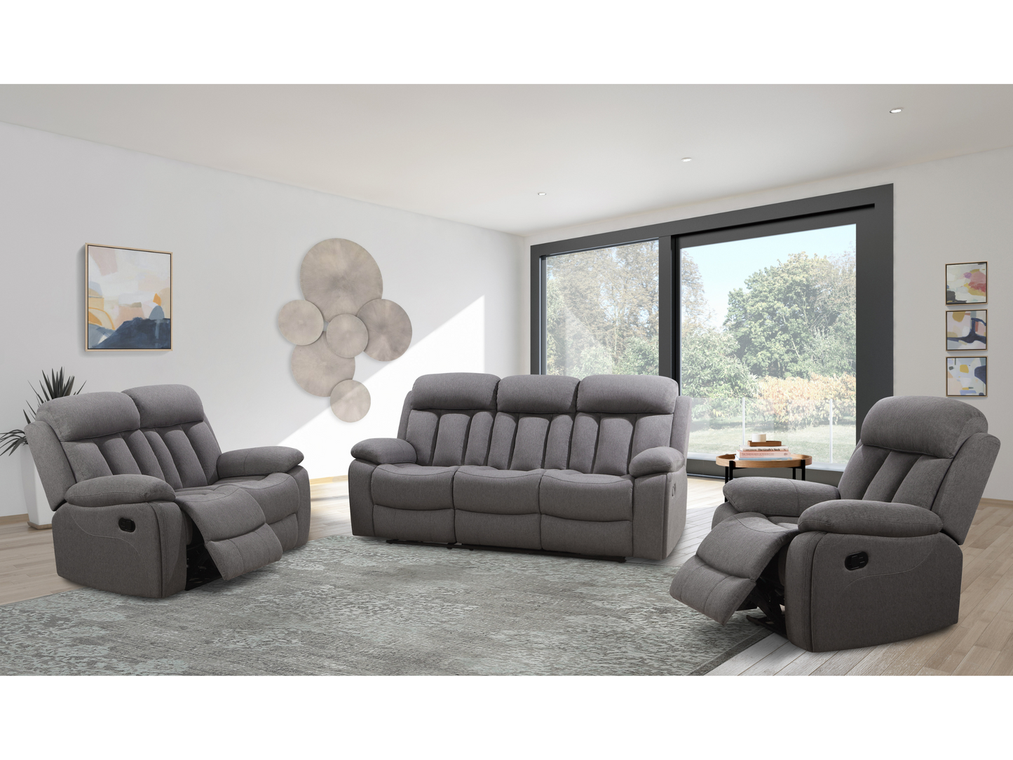 Fletcher Stain-Resistant Fabric Reclining 3-pc Sofa Set