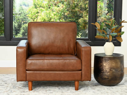 Holloway Mid-Century Leather Sofa and Armchair Set