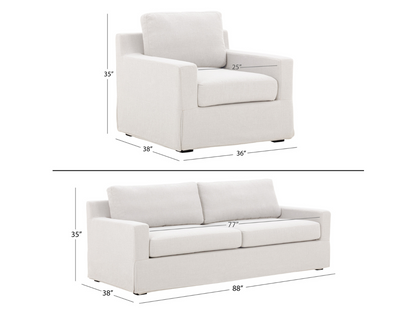 Rosalina 2-pc Fabric Slipcover Sofa and Chair Collection