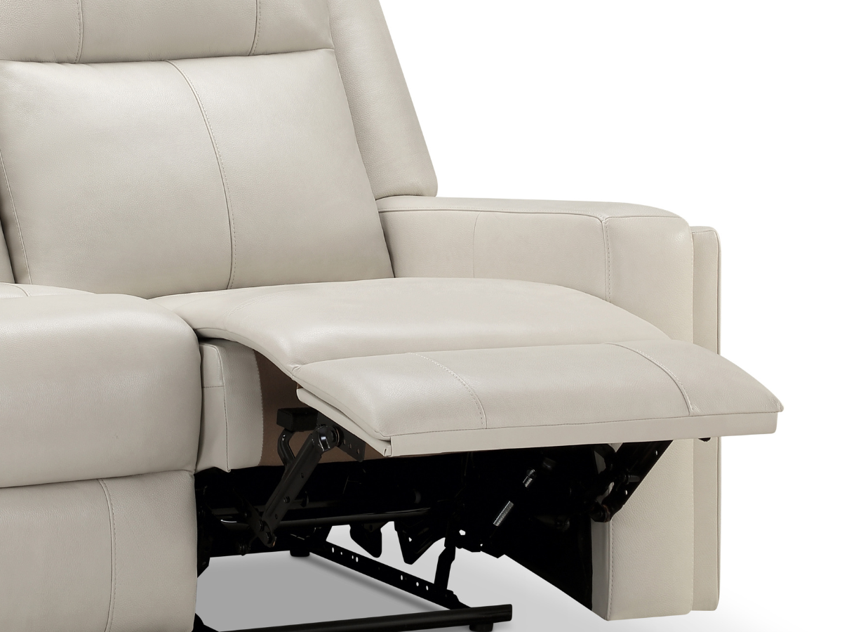 Rhodes Top-Grain Leather Manual Reclining Loveseat - Ivory