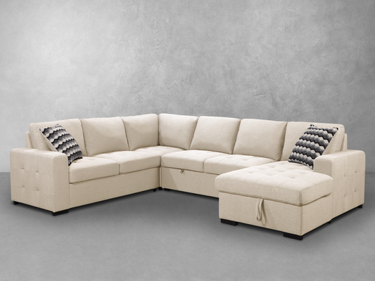 Jameson 6-pc Fabric Storage Sectional with Pullout Bed