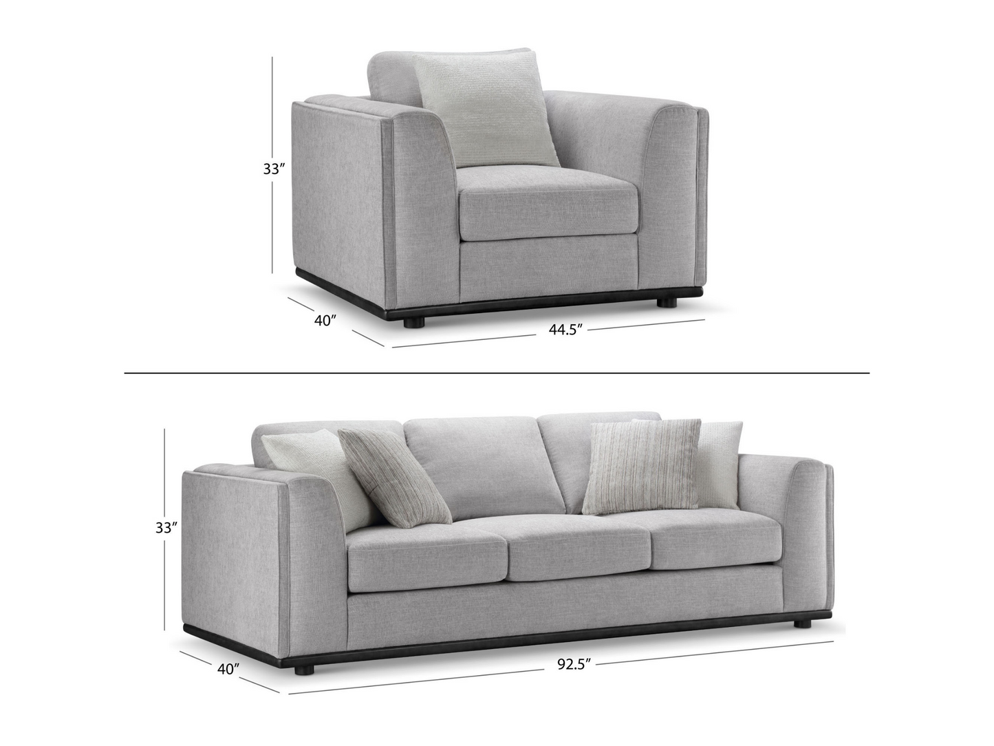 Belfast 2-pc Sofa + Chair Fabric Sofa Collection