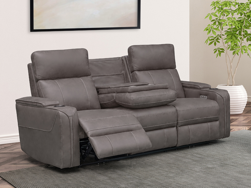 Power reclining sofa with fold down console hot sale