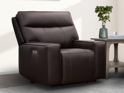 Layton Leather Power Recliner - Brown