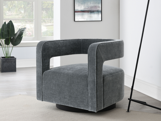Lunar Stain-Resistant Fabric Swivel Chair - Charcoal