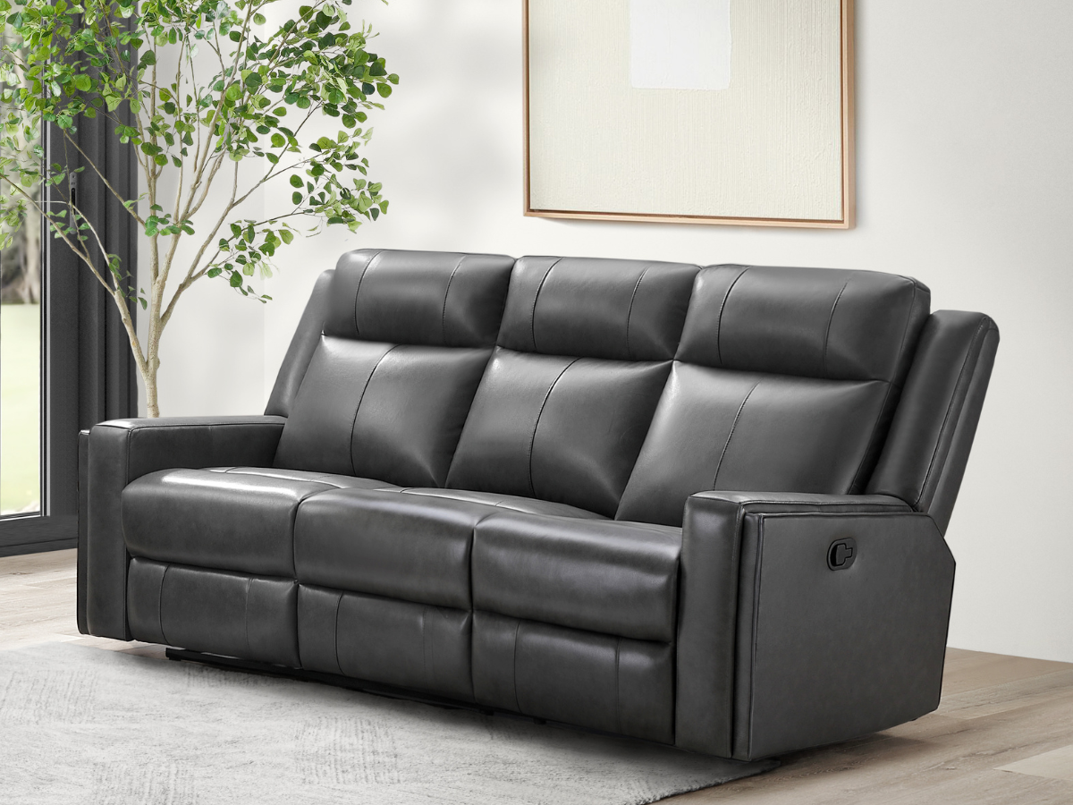 Rhodes Top Grain Leather Manual Reclining Sofa Abbyson