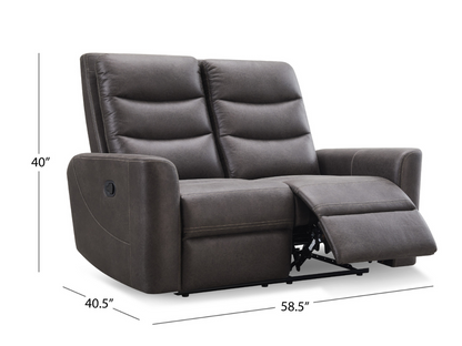 Bentley Fabric Manual Reclining Loveseat - Gray