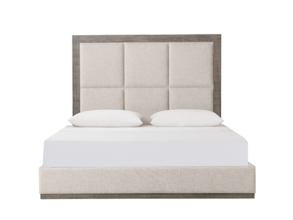 Bacara Modern Classic Wood Beige Upholstered Bed