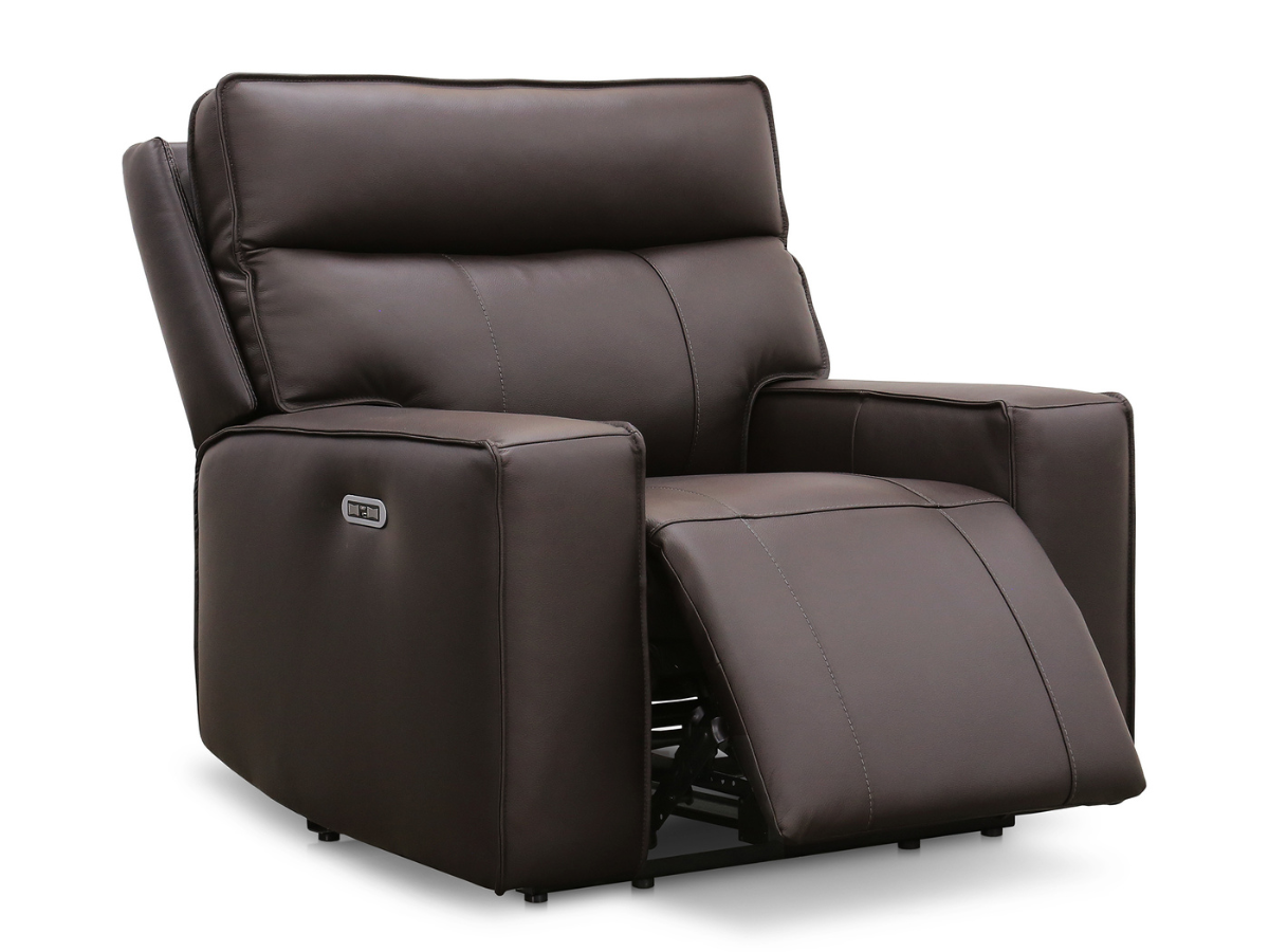 Layton Leather Power Recliner - Brown