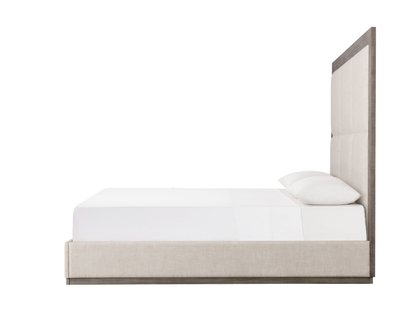 Bacara Modern Classic Wood Beige Upholstered Bed