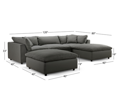 JoJo Fletcher Luxe Gray Nubuck Leather 5-pc Sectional Set