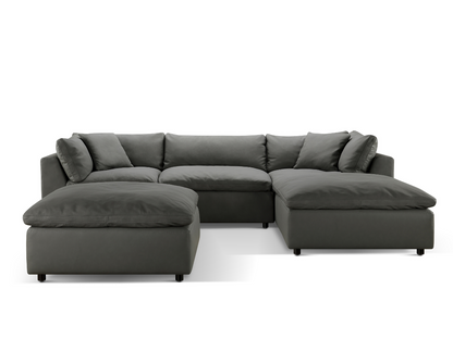 JoJo Fletcher Luxe Gray Nubuck Leather 5-pc Sectional Set