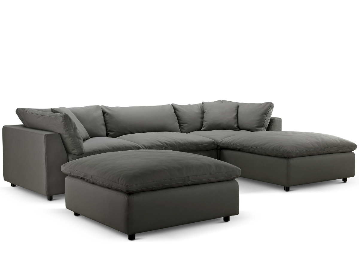 JoJo Fletcher Luxe Gray Nubuck Leather 5-pc Sectional Set