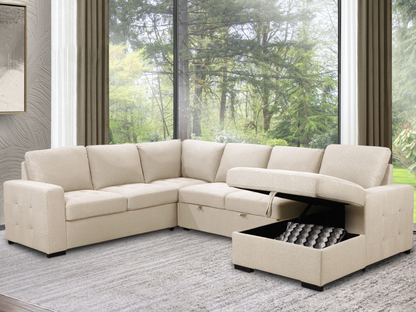 Jameson 6-pc Fabric Storage Sectional with Pullout Bed