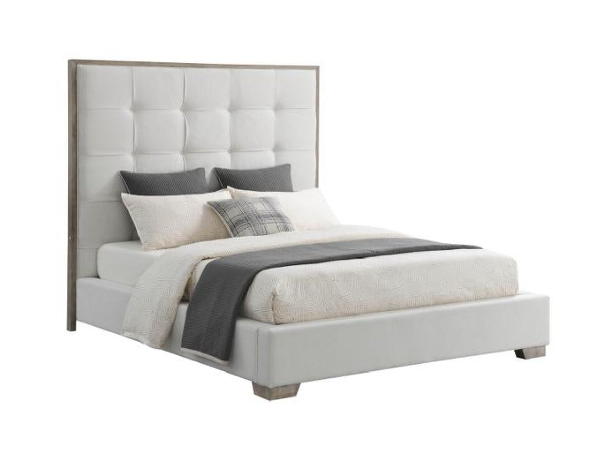 Eleanor Tufted Fabric Bed - Ivory - Queen
