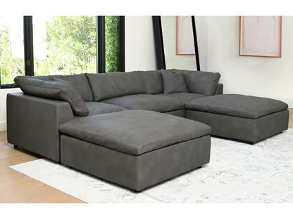 JoJo Fletcher Luxe Gray Nubuck Leather 5-pc Sectional Set