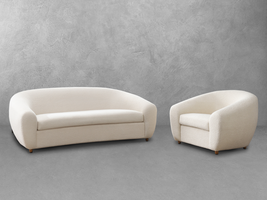 Luciano Bouclé Fabric 2-pc Sofa and Chair Collection