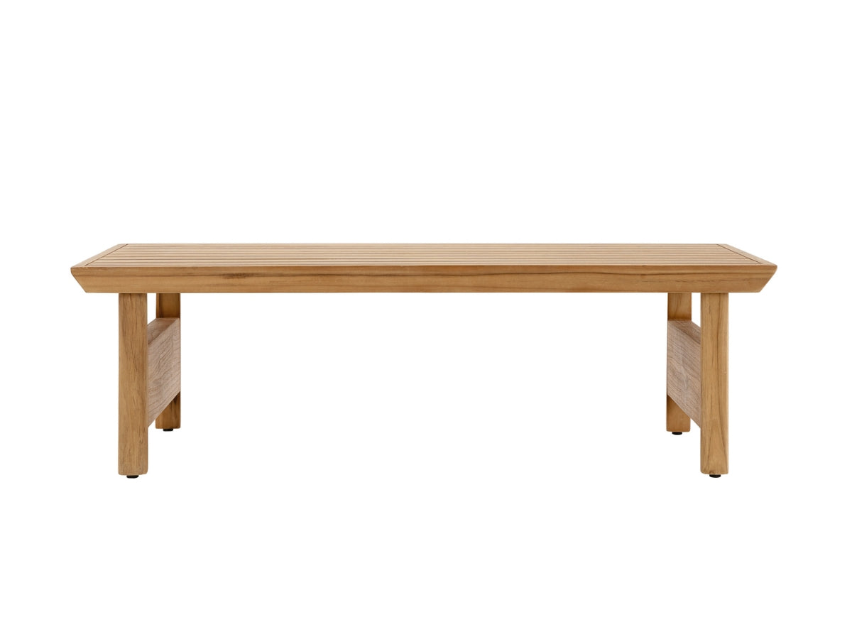 Santino® Outdoor Sofa & Coffee Table Collection - White Fabric with Teak Frame