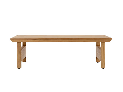Santino® Outdoor Sofa & Coffee Table Collection - White Fabric with Teak Frame