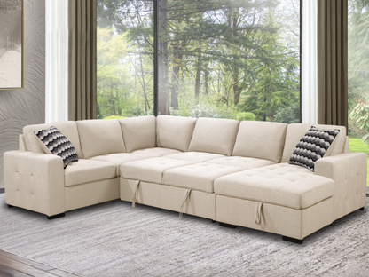 Jameson 6-pc Fabric Storage Sectional with Pullout Bed