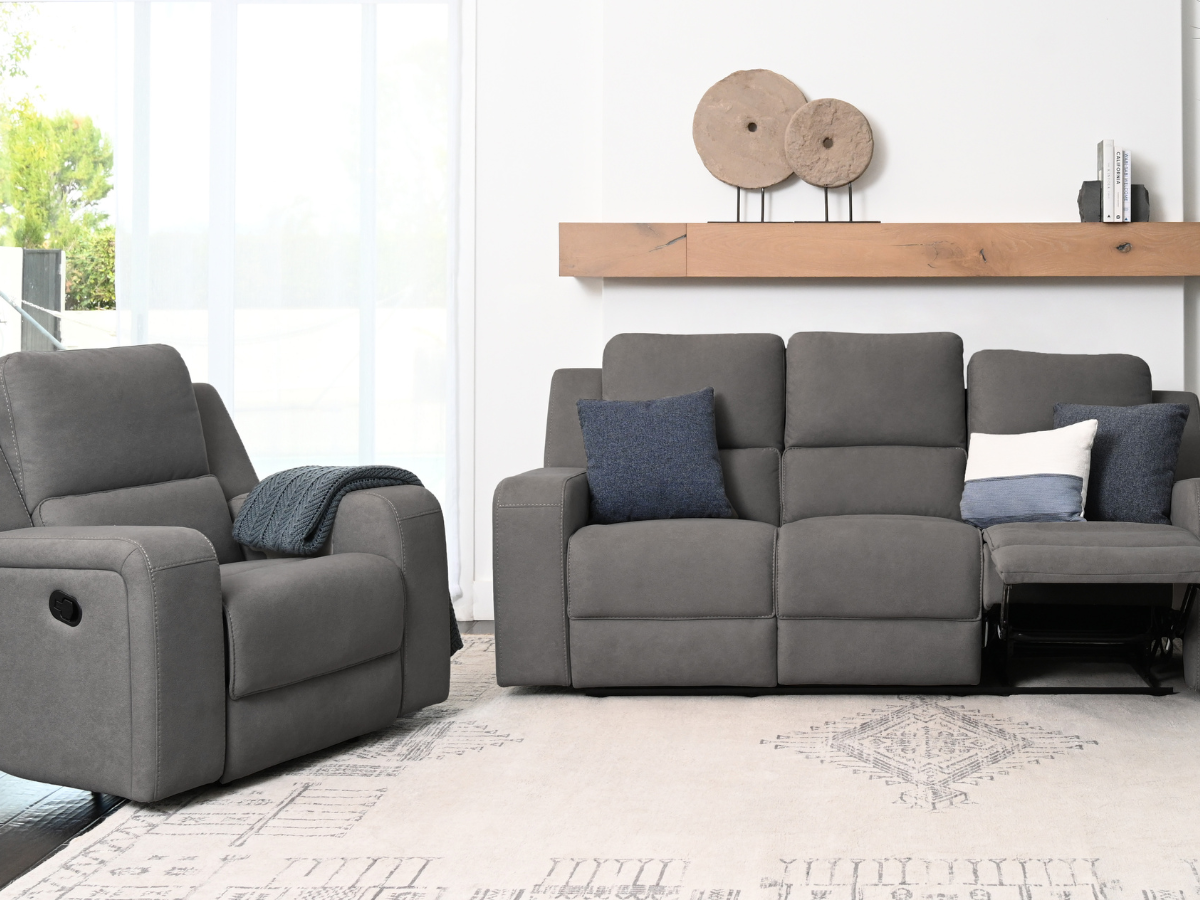 Margaret 2-pc Fabric Manual Reclining Sofa and Recliner